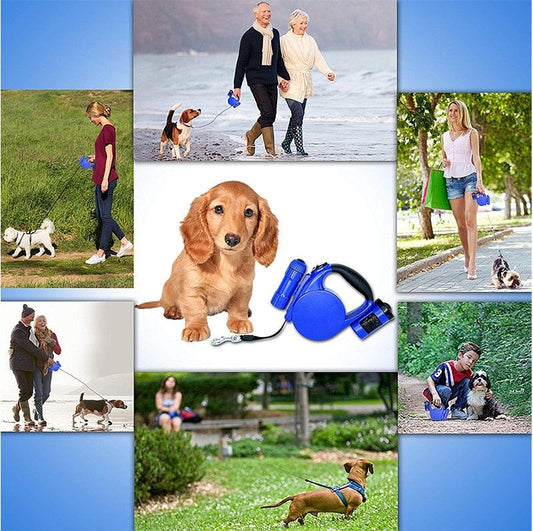 LED Dog Leash with Bag Dispenser