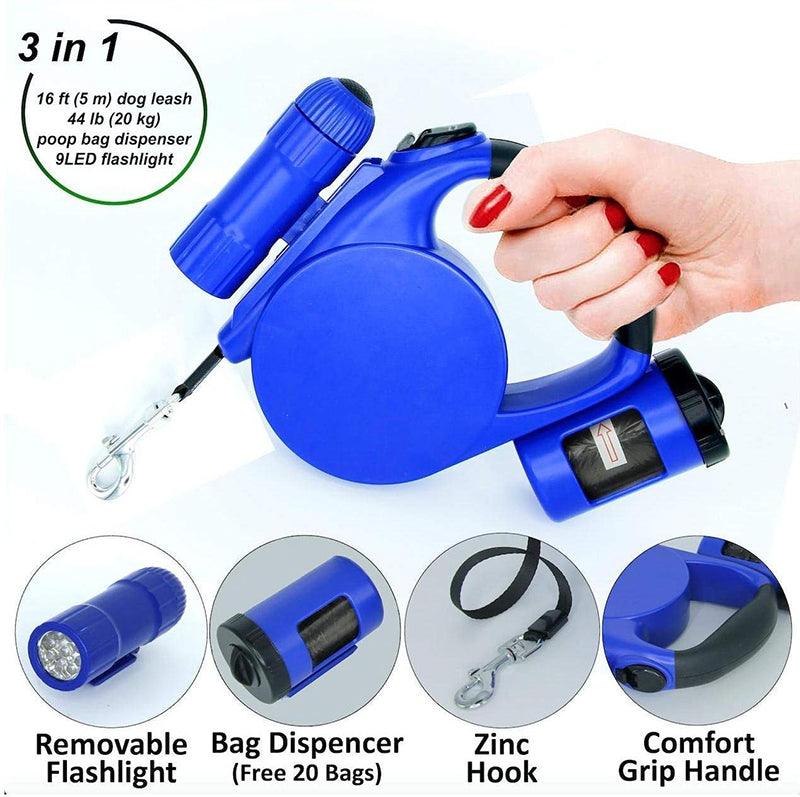 LED Dog Leash with Bag Dispenser